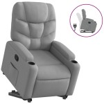 vidaXL Fotoliu rabatabil cu ridicare, gri deschis, material textil