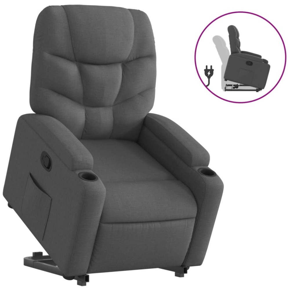 vidaXL Fotoliu rabatabil cu ridicare pe verticală, gri închis, textil