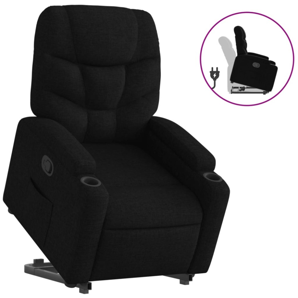 vidaXL Fotoliu rabatabil cu ridicare pe verticală, negru, textil
