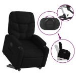 vidaXL Fotoliu rabatabil cu ridicare pe verticală, negru, textil