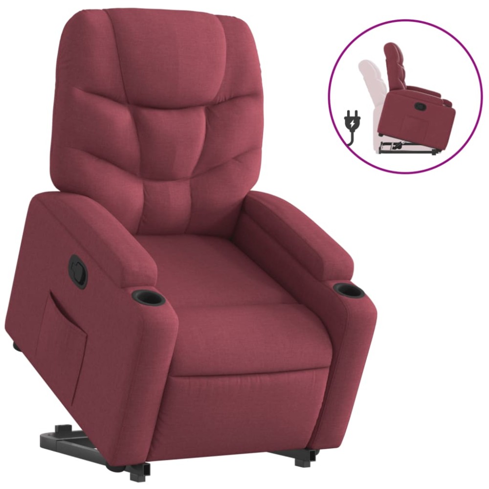 vidaXL Fotoliu rabatabil cu ridicare, roșu vin, material textil