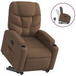 vidaXL Fotoliu rabatabil cu ridicare pe verticală, maro, textil