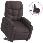 vidaXL Fotoliu rabatabil cu ridicare pe verticală, maro închis, textil