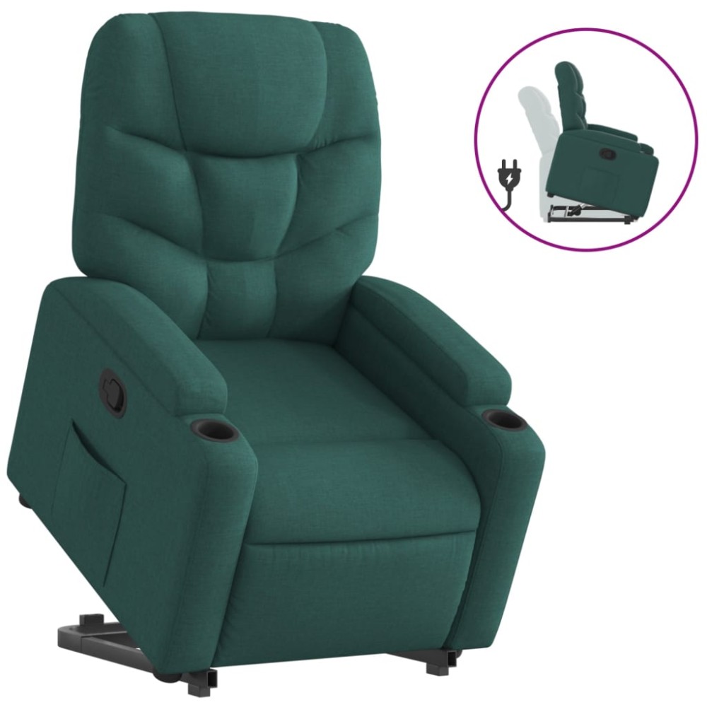 vidaXL Fotoliu rabatabil ridicare pe verticală, verde închis, textil