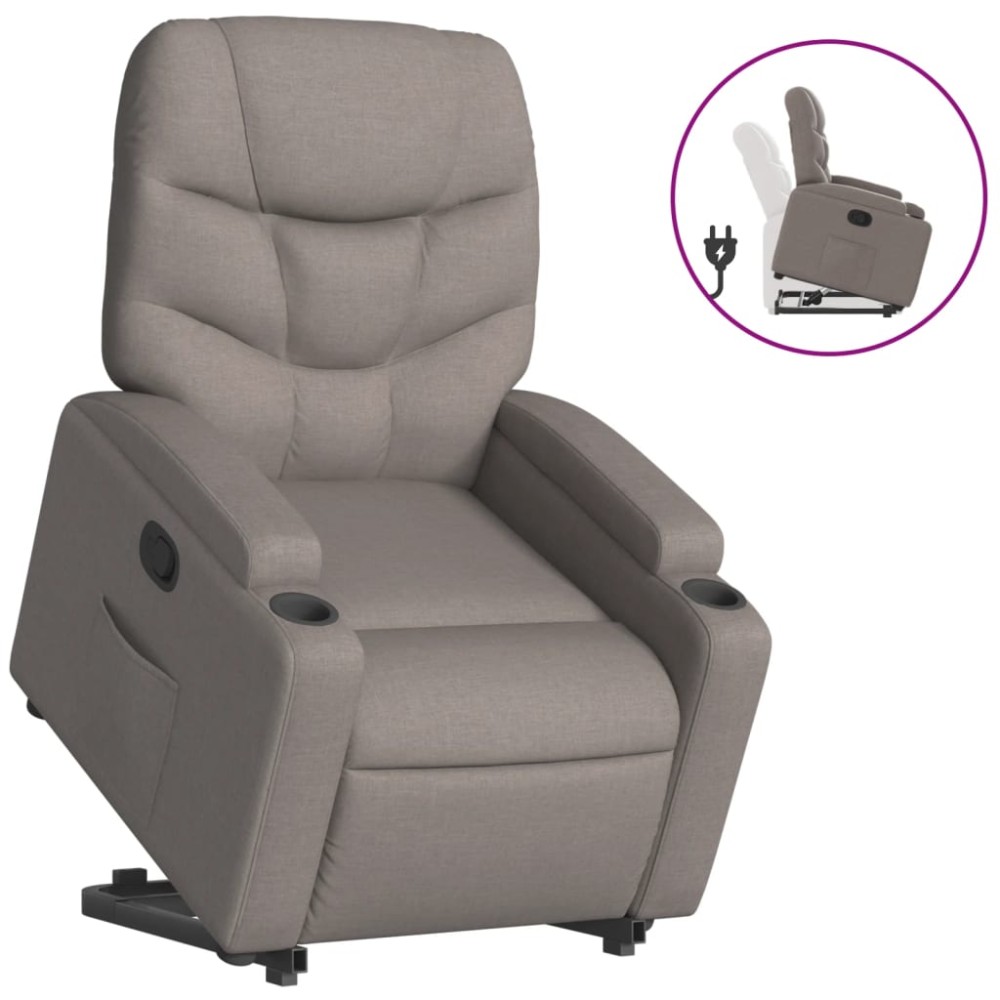 vidaXL Fotoliu rabatabil cu ridicare pe verticală, gri taupe, textil