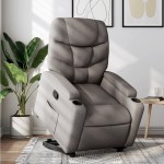 vidaXL Fotoliu rabatabil cu ridicare pe verticală, gri taupe, textil vidaXL Fotoliu rabatabil cu ridicare pe verticală, gri taupe, textil