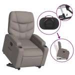 vidaXL Fotoliu rabatabil cu ridicare pe verticală, gri taupe, textil vidaXL Fotoliu rabatabil cu ridicare pe verticală, gri taupe, textil