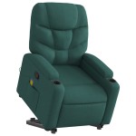 vidaXL Fotoliu rabatabil de masaj, cu ridicare, verde închis, textil