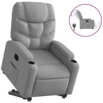 vidaXL Fotoliu electric rabatabil cu ridicare, gri deschis, textil