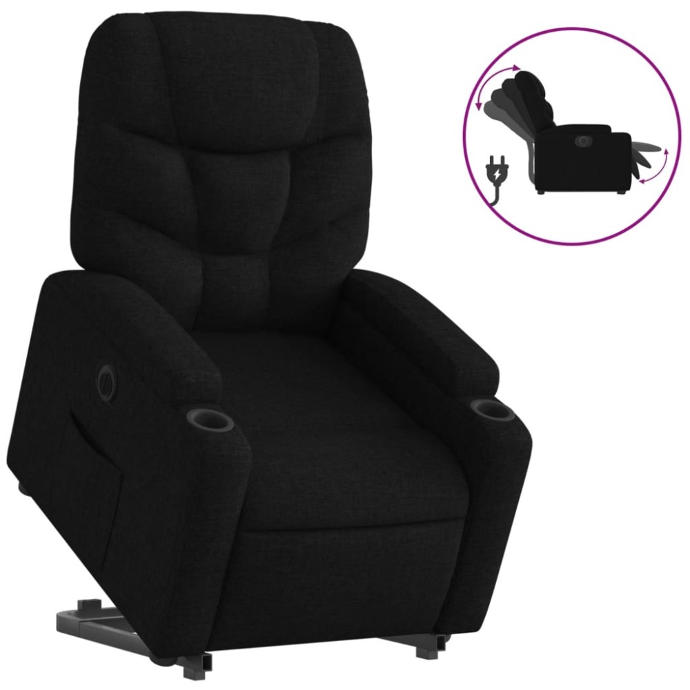 vidaXL Fotoliu electric rabatabil cu ridicare, negru, textil