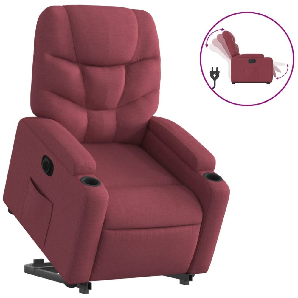 vidaXL Fotoliu electric rabatabil cu ridicare, roșu vin, textil