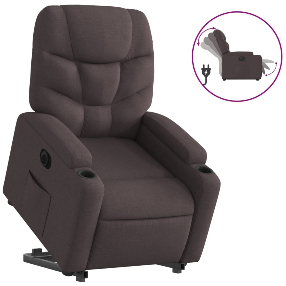 vidaXL Fotoliu electric rabatabil cu ridicare, maro închis, textil