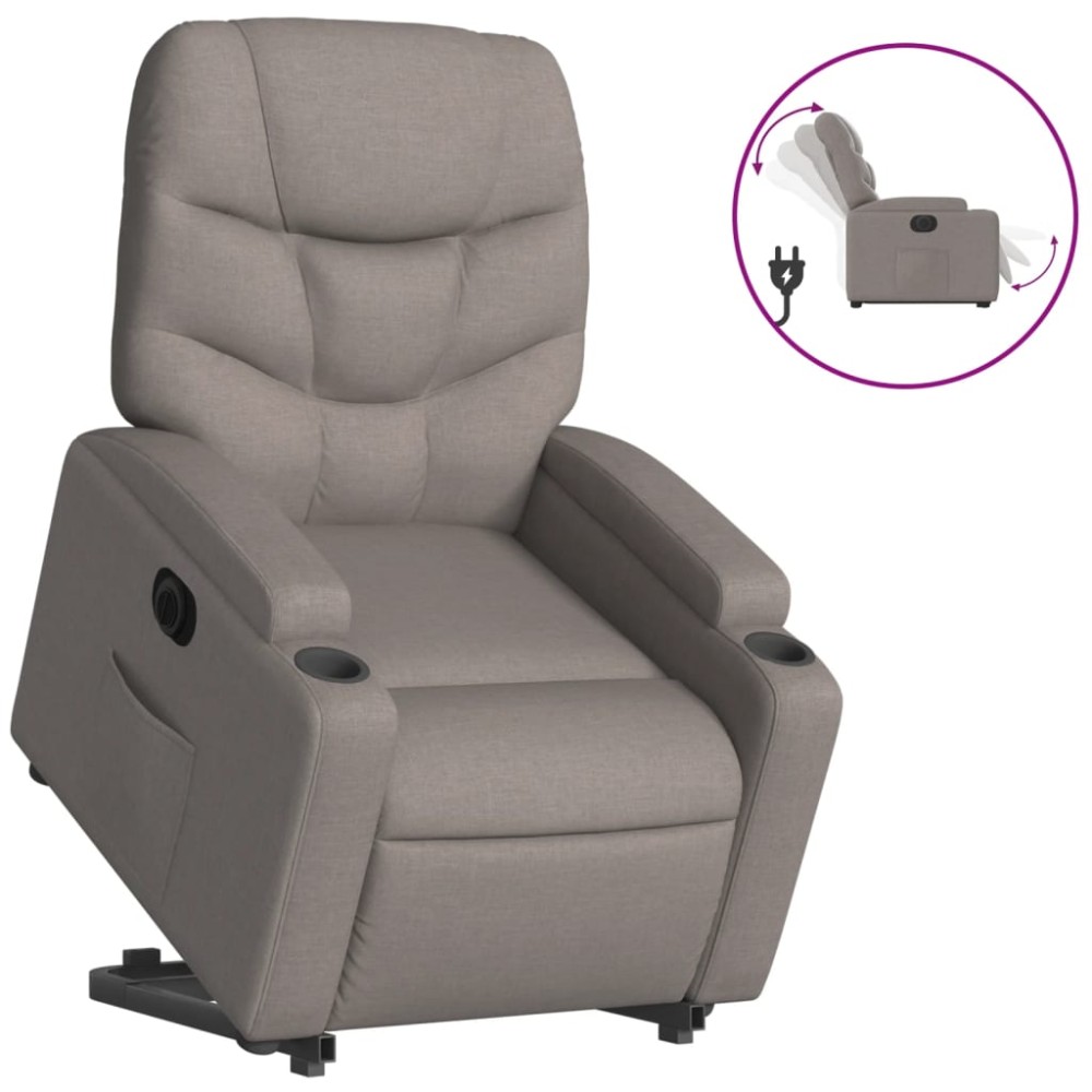vidaXL Fotoliu electric rabatabil cu ridicare, gri taupe, textil