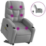 vidaXL Fotoliu electric masaj rabatabil cu ridicare, gri închis textil