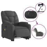 vidaXL Fotoliu electric masaj rabatabil cu ridicare, gri închis textil