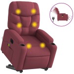 vidaXL Fotoliu de masaj electric rabatabil cu ridicare roșu vin textil