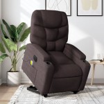 vidaXL Fotoliu electric masaj rabatabil cu ridicare maro închis textil vidaXL Fotoliu electric masaj rabatabil cu ridicare maro închis textil