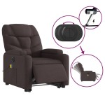 vidaXL Fotoliu electric masaj rabatabil cu ridicare maro închis textil vidaXL Fotoliu electric masaj rabatabil cu ridicare maro închis textil