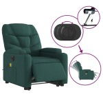 vidaXL Fotoliu electric masaj rabatabil / ridicare verde închis textil