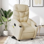 vidaXL Fotoliu electric de masaj rabatabil cu ridicare, crem, textil vidaXL Fotoliu electric de masaj rabatabil cu ridicare, crem, textil