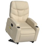 vidaXL Fotoliu electric de masaj rabatabil cu ridicare, crem, textil vidaXL Fotoliu electric de masaj rabatabil cu ridicare, crem, textil