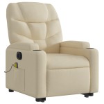 vidaXL Fotoliu electric de masaj rabatabil cu ridicare, crem, textil vidaXL Fotoliu electric de masaj rabatabil cu ridicare, crem, textil