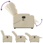 vidaXL Fotoliu electric de masaj rabatabil cu ridicare, crem, textil vidaXL Fotoliu electric de masaj rabatabil cu ridicare, crem, textil