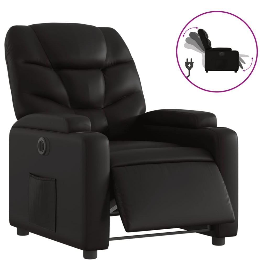vidaXL Fotoliu rabatabil electric, negru, piele ecologică