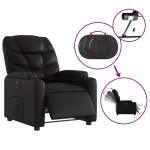 vidaXL Fotoliu rabatabil electric, negru, piele ecologică