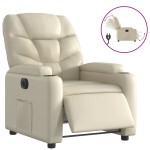 vidaXL Fotoliu rabatabil electric, crem, piele ecologică