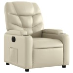 vidaXL Fotoliu rabatabil electric, crem, piele ecologică