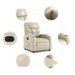 vidaXL Fotoliu rabatabil electric, crem, piele ecologică