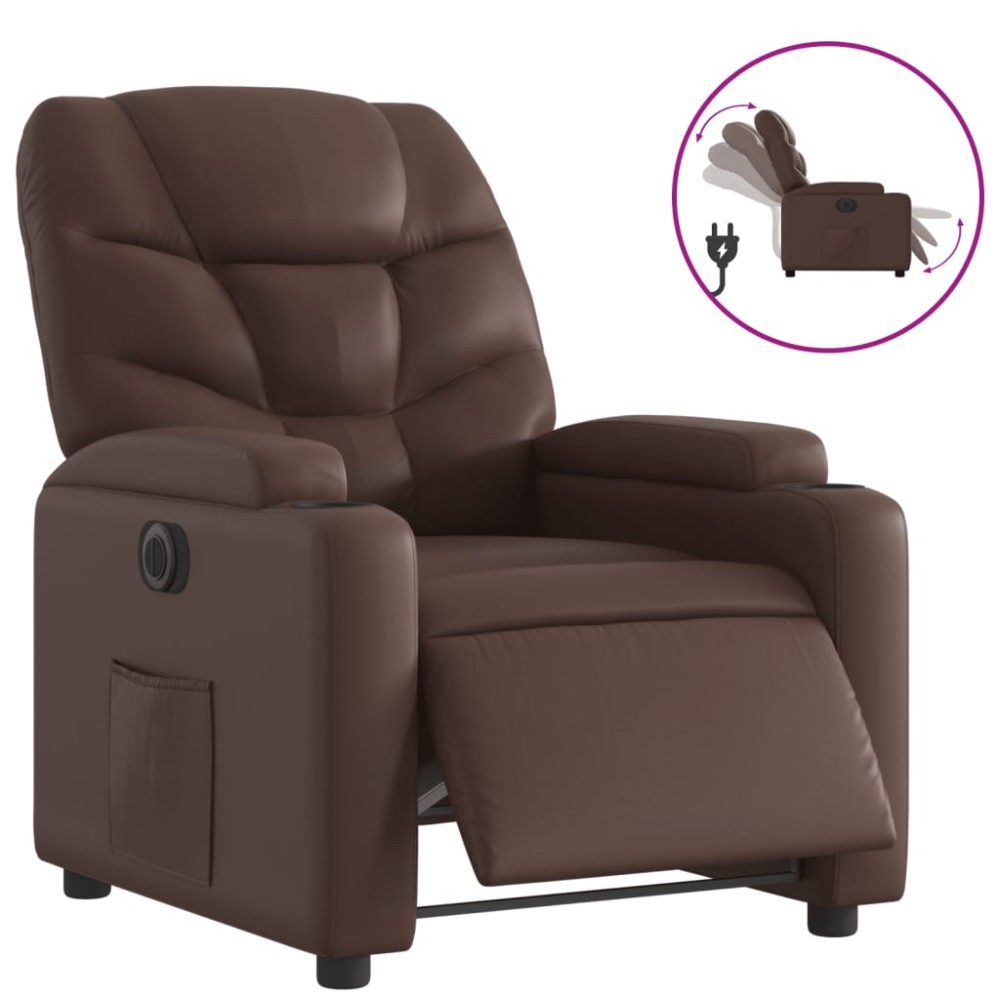 vidaXL Fotoliu rabatabil electric, maro, piele ecologică