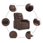 vidaXL Fotoliu rabatabil electric, maro, piele ecologică