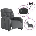 vidaXL Fotoliu rabatabil electric, gri, piele ecologică