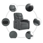 vidaXL Fotoliu rabatabil electric, gri, piele ecologică