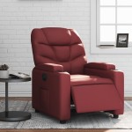 vidaXL Fotoliu rabatabil electric, roșu vin, piele ecologică