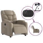 vidaXL Fotoliu rabatabil electric, cappuccino, piele ecologică