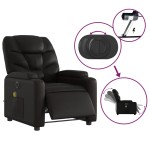 vidaXL Fotoliu electric de masaj rabatabil, negru, piele ecologică vidaXL Fotoliu electric de masaj rabatabil, negru, piele ecologică