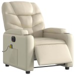vidaXL Fotoliu electric de masaj rabatabil, crem, piele ecologică