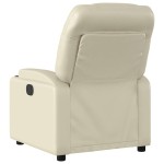 vidaXL Fotoliu electric de masaj rabatabil, crem, piele ecologică
