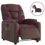 vidaXL Fotoliu electric de masaj rabatabil, maro, piele ecologică