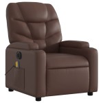 vidaXL Fotoliu electric de masaj rabatabil, maro, piele ecologică