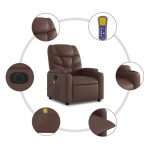 vidaXL Fotoliu electric de masaj rabatabil, maro, piele ecologică