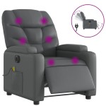 vidaXL Fotoliu de masaj electric rabatabil, gri, piele ecologică