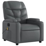 vidaXL Fotoliu de masaj electric rabatabil, gri, piele ecologică