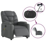 vidaXL Fotoliu de masaj electric rabatabil, gri, piele ecologică