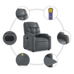 vidaXL Fotoliu de masaj electric rabatabil, gri, piele ecologică