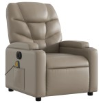 vidaXL Fotoliu electric masaj rabatabil, cappuccino, piele ecologică