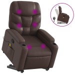 vidaXL Fotoliu de masaj rabatabil cu ridicare, maro, piele ecologică vidaXL Fotoliu de masaj rabatabil cu ridicare, maro, piele ecologică